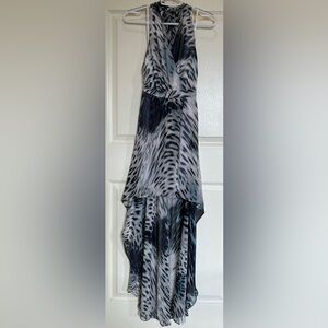 Y2K 2000’s Vibe bebe NWT XS Animal Print Chiffon Halter Hi-Low Maxi Dress